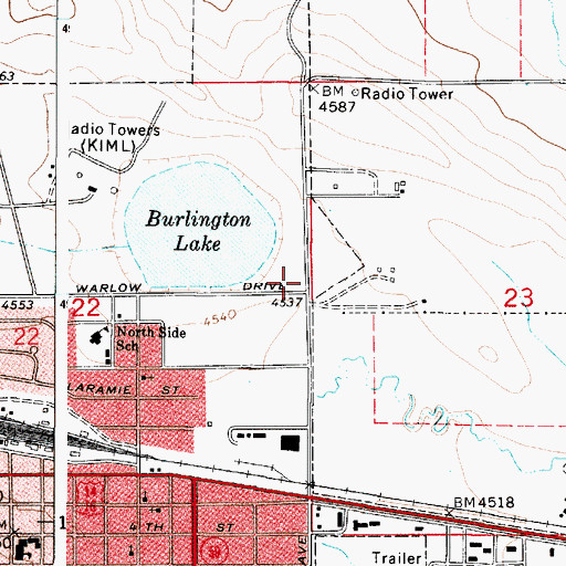 Topographic Map of Campbell County Fire Department Station 2, WY