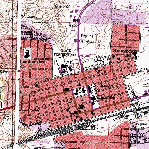 Topographic Map of Rawlins Fire Department Station One, WY