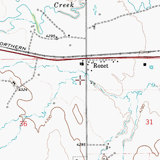 Topographic Map of Campbell County Fire Department Station 12 Rozet, WY