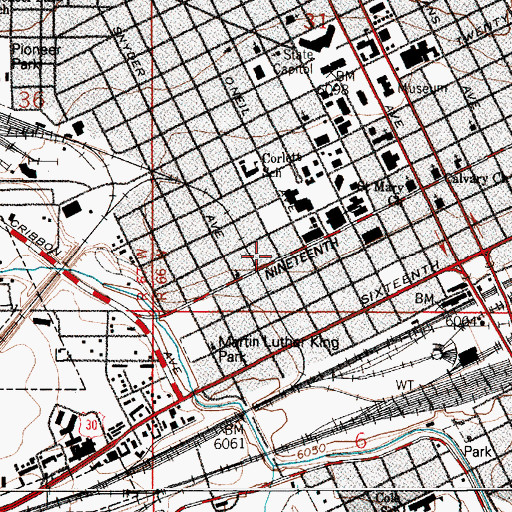 Topographic Map of Cheyenne Fire and Rescue Station 1 Headquarters, WY