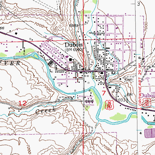 Topographic Map of Dubois Volunteer Fire Department, WY