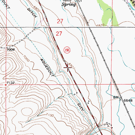 Topographic Map of Uinta County Fire Protection Evanston Station 3, WY