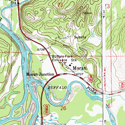 Topographic Map of Jackson Hole Fire and Emergency Medical Services Station 4 Moran, WY