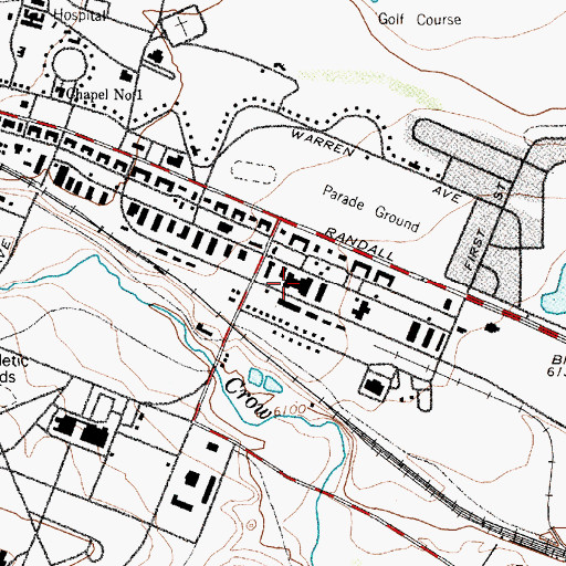 Topographic Map of Francis E Warren Air Force Base Fire Department, WY
