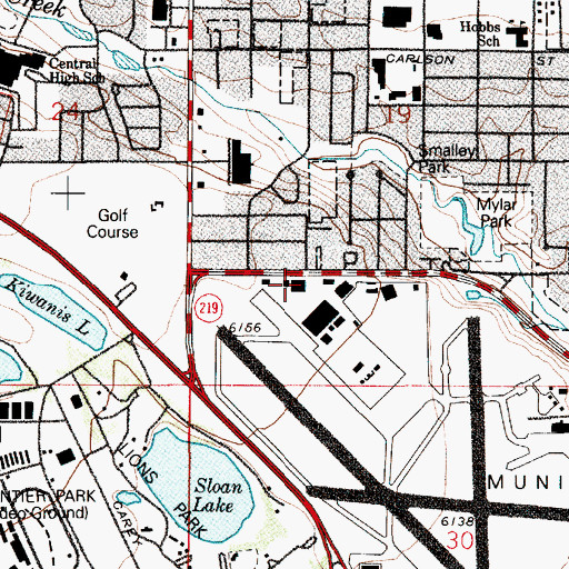 Topographic Map of Wyoming Air National Guard Fire Department, WY