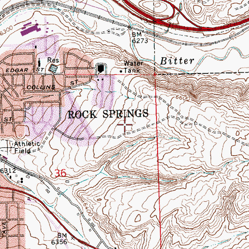 Topographic Map of Rock Springs Fire Department Station 2, WY