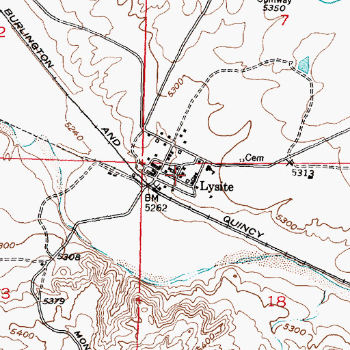 Topographic Map of Fremont County Fire Protection District Battalion 2 Lysite, WY