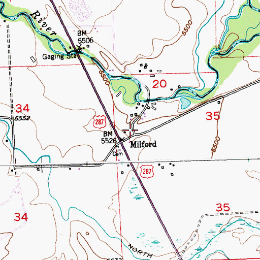 Topographic Map of Fremont County Fire Protection District Battalion 3 Lander Rural Station 2, WY