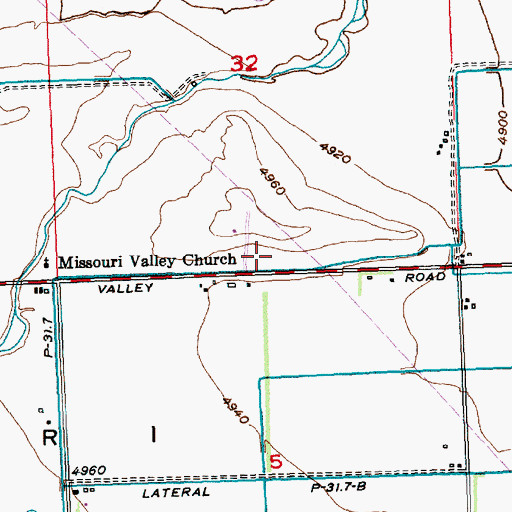 Topographic Map of Fremont County Fire Protection District Battalion 4 Missouri Valley, WY