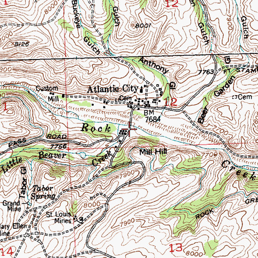 Topographic Map of Fremont County Fire Protection District Battalion 9 Atlantic City, WY