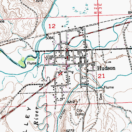 Topographic Map of Fremont County Fire Protection District Battalion 10 Hudson, WY
