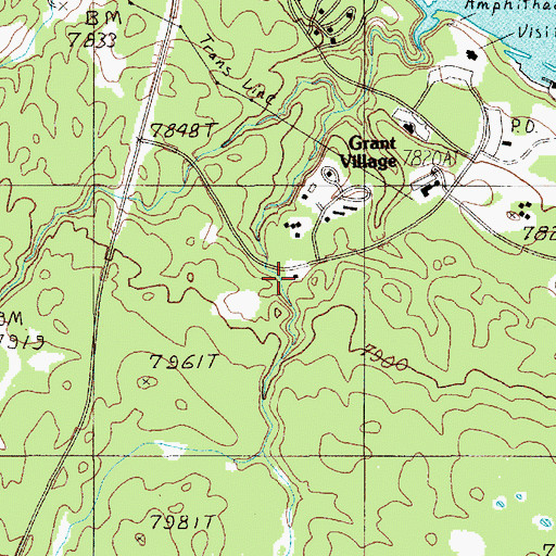 Topographic Map of Yellowstone National Park Fire Department Grant Village Station, WY