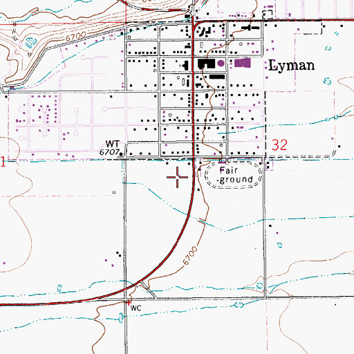 Topographic Map of Uinta County Emergency Medical Services Lyman, WY