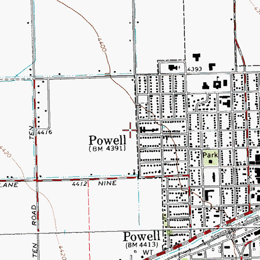 Topographic Map of Powell Hospital Ambulance, WY