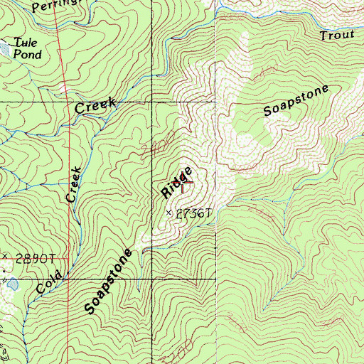Topographic Map of Soapstone Ridge, CA