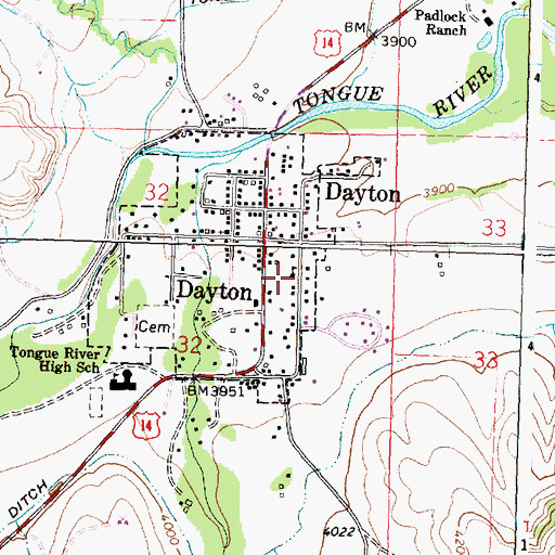 Topographic Map of Dayton Volunteer Fire and Rescue Department, WY