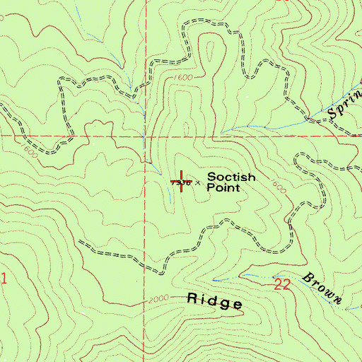 Topographic Map of Soctish Point, CA