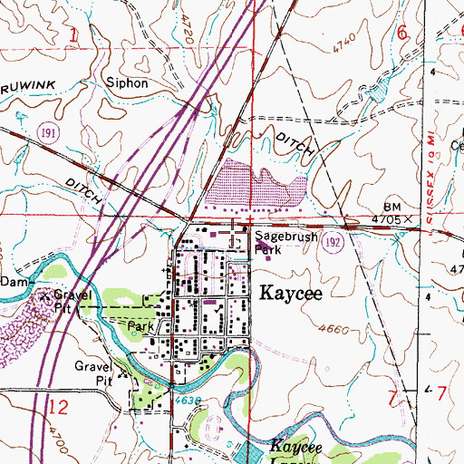 Topographic Map of Powder River Fire District, WY