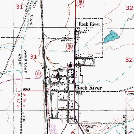 Topographic Map of Rock River Volunteer Fire Department, WY