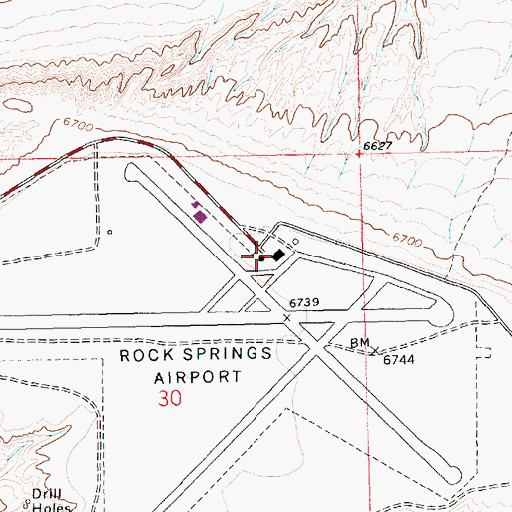 Topographic Map of Rock Springs - Sweetwater County Airport Fire Department, WY
