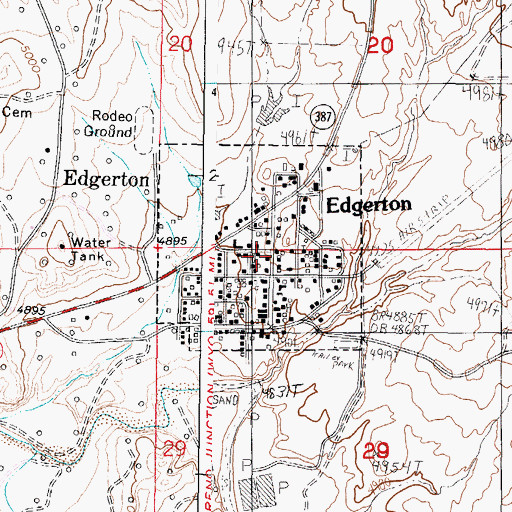 Topographic Map of Edgerton Emergency Services, WY