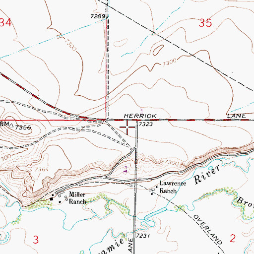 Topographic Map of Little Laramie Fire Department, WY