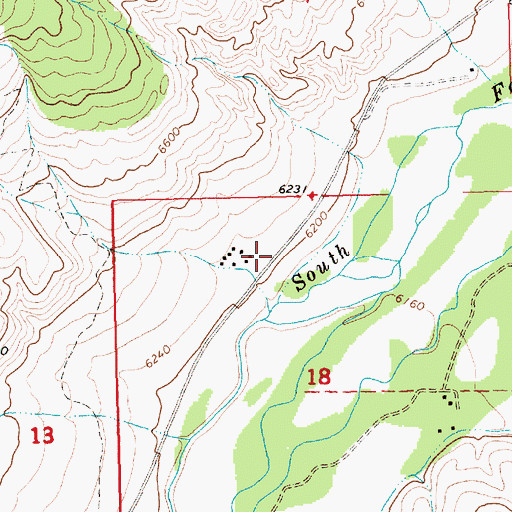 Topographic Map of Park County Fire Protection District 2 Station 3 Southfork, WY