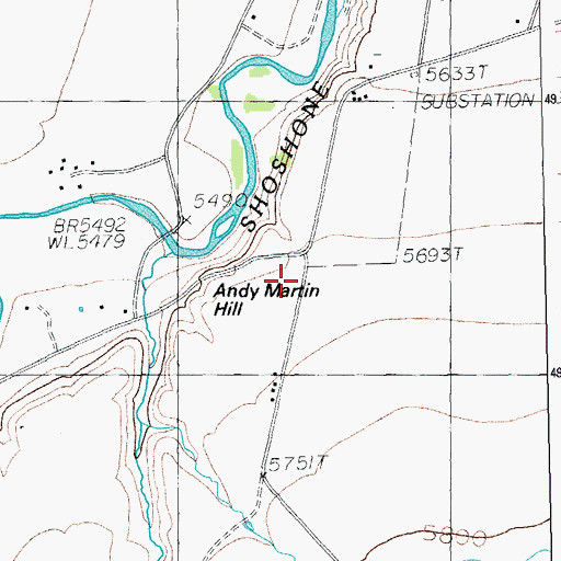 Topographic Map of Park County Fire Protection District 2 Station 2, WY