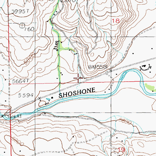 Topographic Map of Park County Fire Protection District 2 Station 4 Wapiti Valley, WY