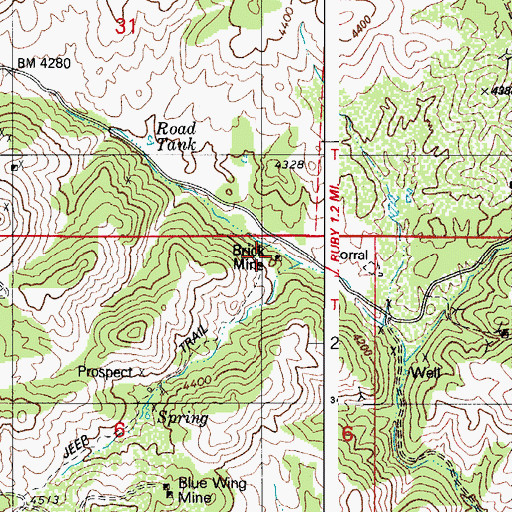 Topographic Map of Brick Mine, AZ