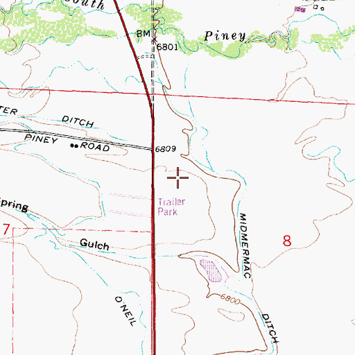 Topographic Map of Bridger - Teton National Forest Big Piney Ranger District Fire Engine Crew, WY