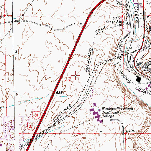 Topographic Map of Sweetwater County Fire District 1, WY