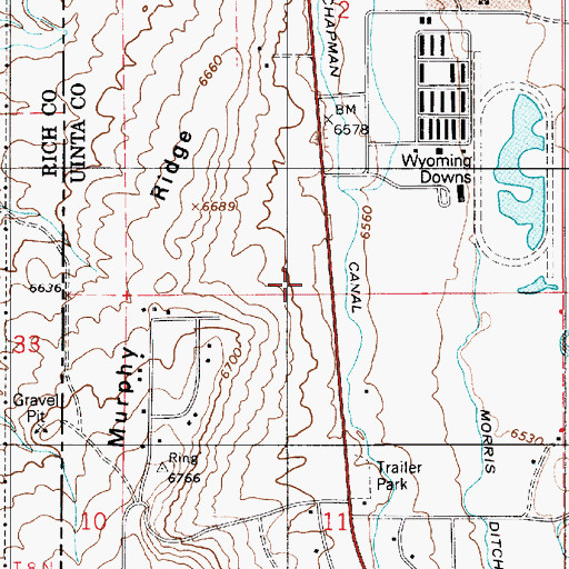 Topographic Map of Uinta County Fire Protection Bear River, WY