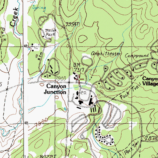 Topographic Map of Yellowstone National Park Fire Department Canyon Station, WY