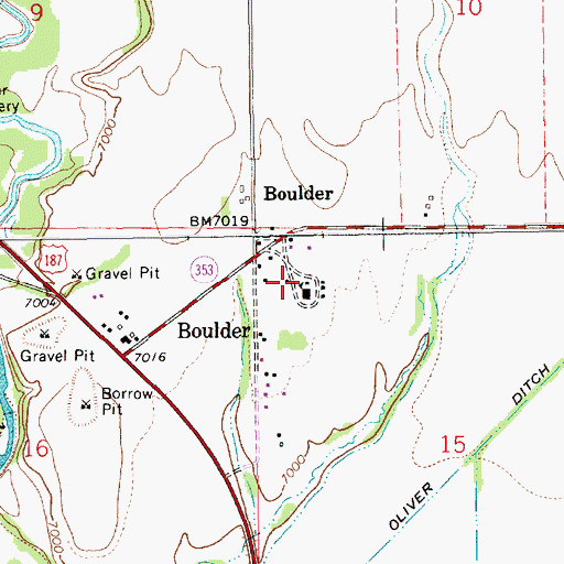 Topographic Map of Boulder Fire Battalion, WY