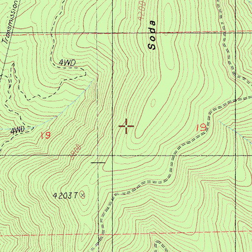 Topographic Map of Soda Creek Ridge, CA
