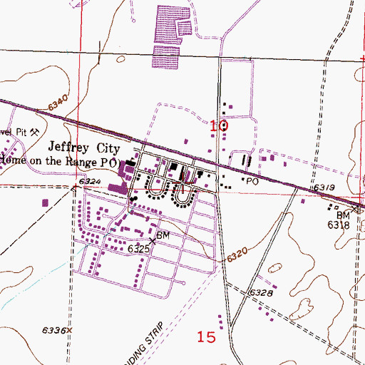 Topographic Map of Jeffrey City Volunteer Fire Department, WY