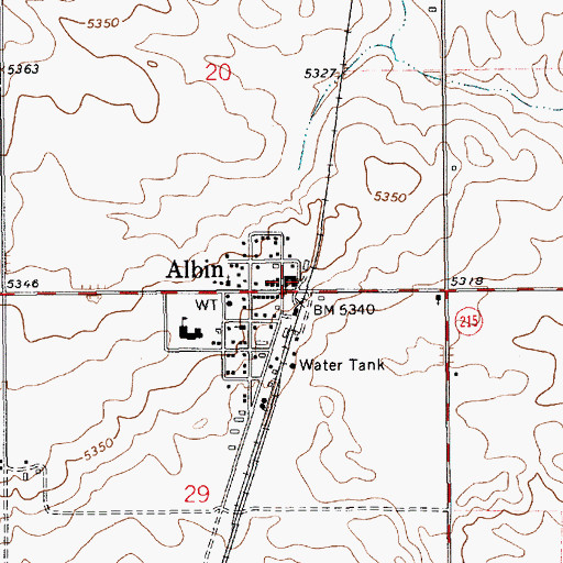 Topographic Map of Laramie County Fire District 3 Albin Fire Department, WY