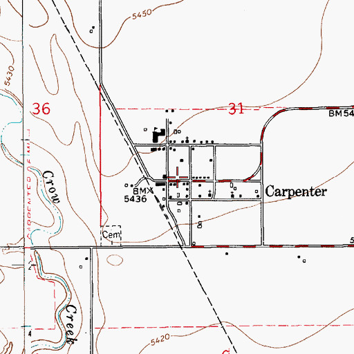 Topographic Map of Laramie County Fire District 4 Carpenter, WY