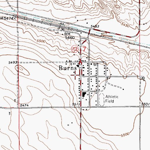 Topographic Map of Laramie County Fire Protection District Number 6 - Burns and Hillsdale, WY