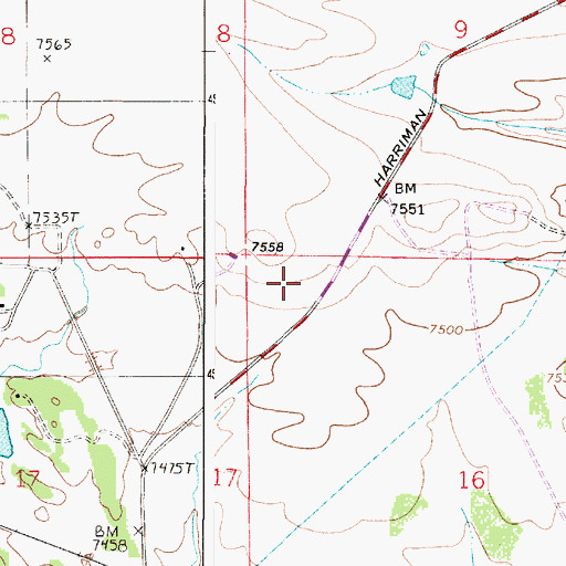 Topographic Map of Laramie County Fire District 10 Harriman, WY
