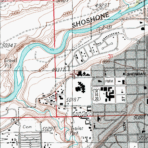 Topographic Map of West Park Hospital Emergency Medical Services, WY