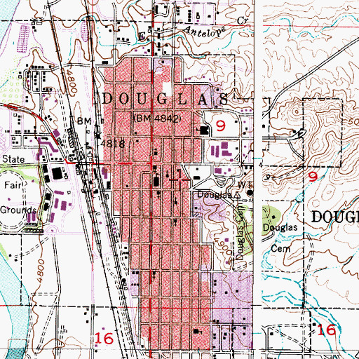 Topographic Map of Converse County Ambulance, WY