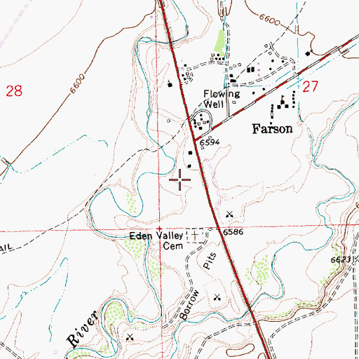 Topographic Map of Eden Valley Ambulance Service, WY