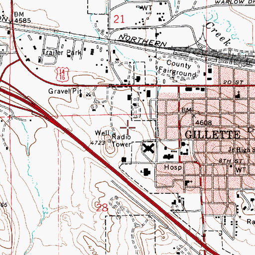 Topographic Map of Campbell County Emergency Medical Services, WY