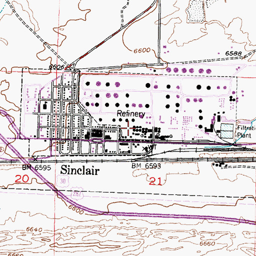 Topographic Map of Sinclair Refinery Volunteer Emergency Response Team, WY