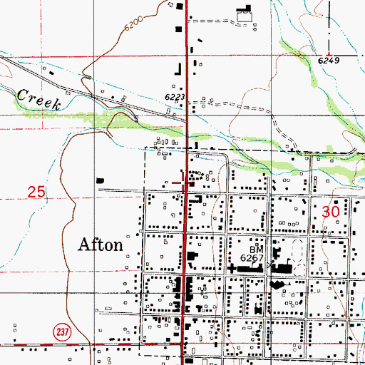 Topographic Map of Afton Volunteer Fire Department, WY