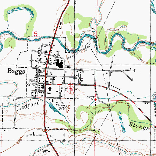 Topographic Map of Baggs Volunteer Fire Department, WY
