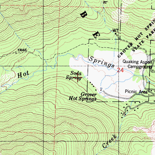 Topographic Map of Soda Spring, CA