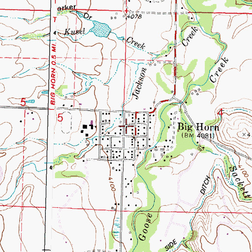 Topographic Map of Big Horn Volunteer Fire Department, WY